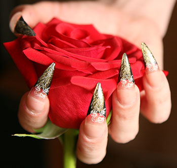 длинные ногти и роза